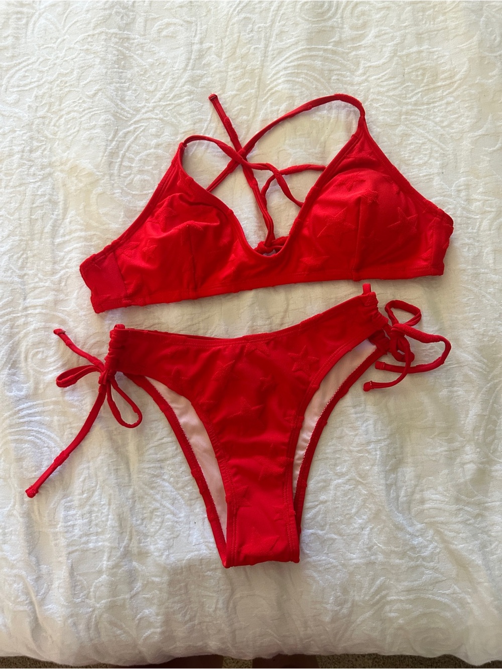 Red Tie-Side Bikini Set - Women's Swim Top and Bottom